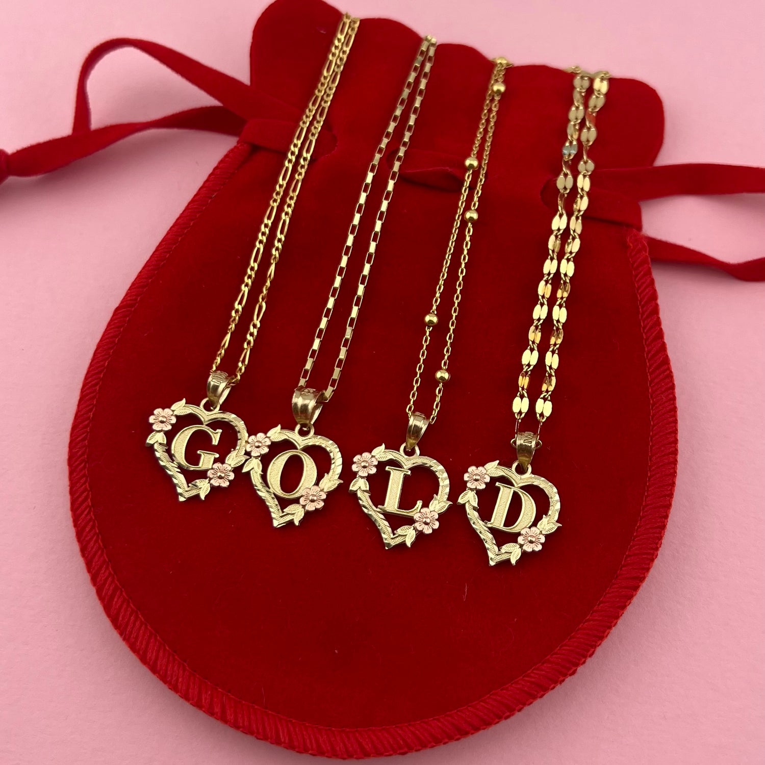 Flower Heart Letter Pendant