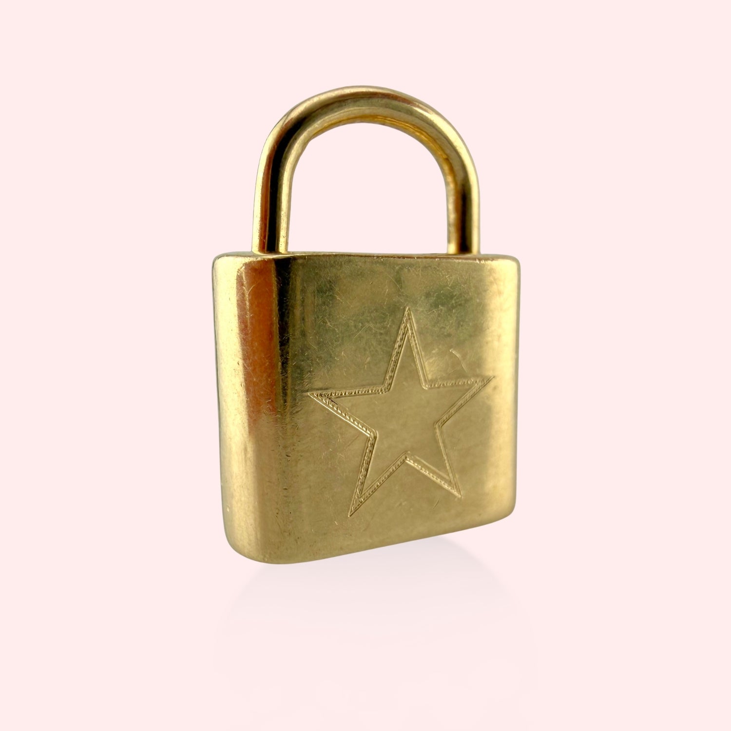 Padlock Charm with Star Engraving
