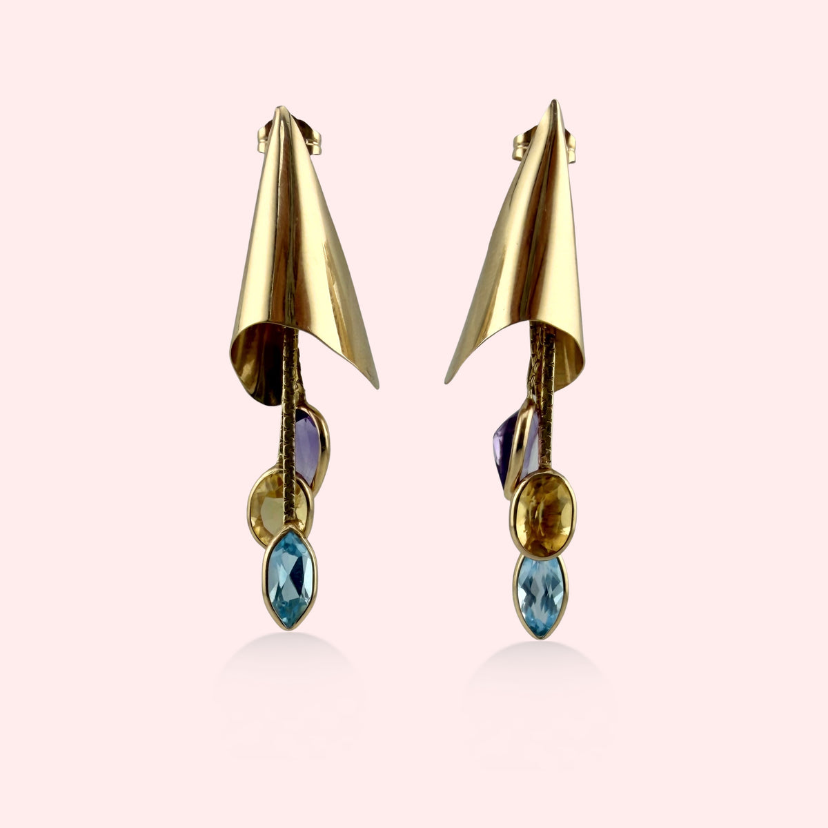 Modern Dangling Gemstone Earrings