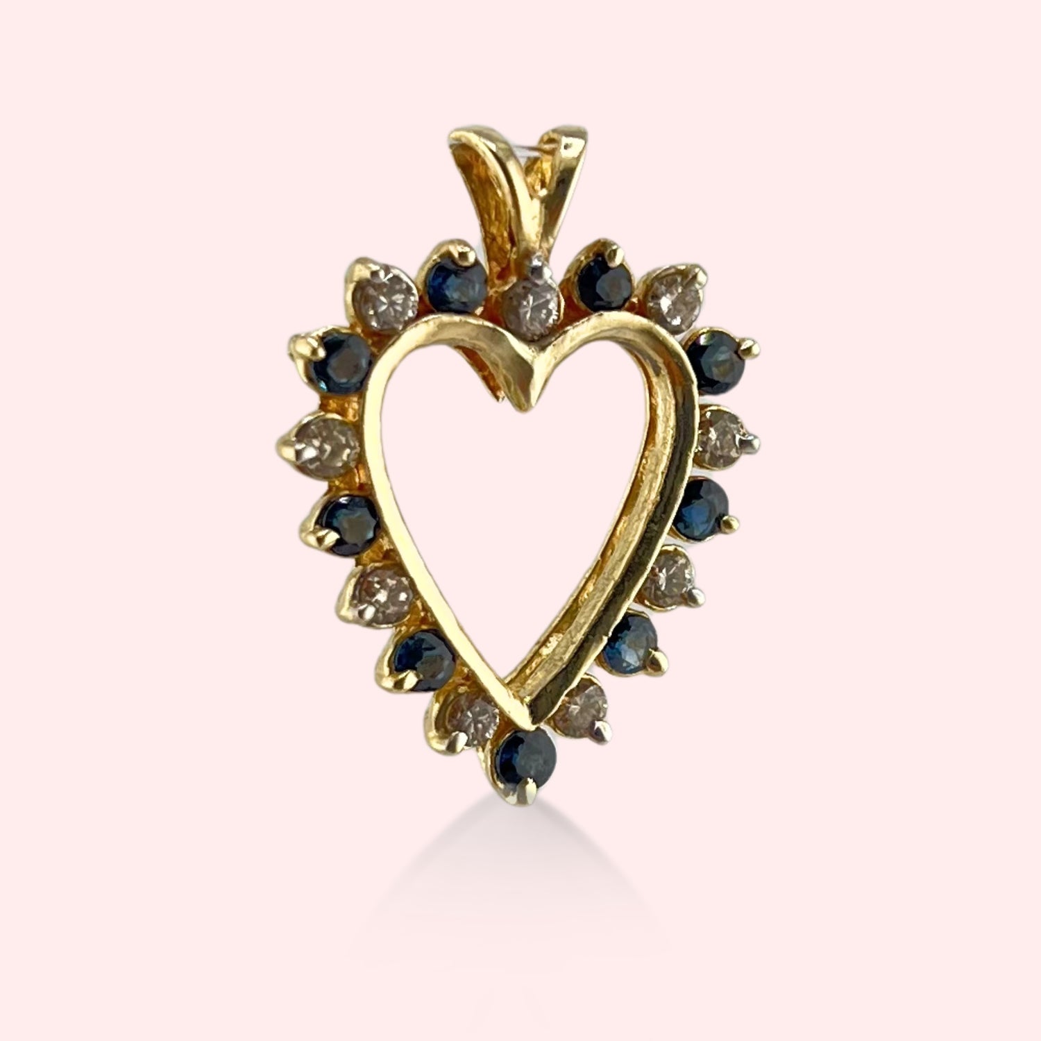Large Classic Diamond and Topaz Heart Pendant