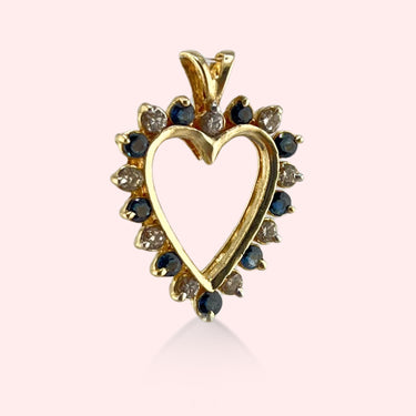 Large Classic Diamond and Topaz Heart Pendant