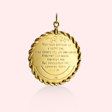 Birthday Cake Medallion with Engraved Message