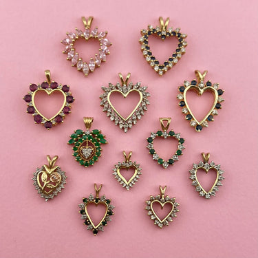 Ornate Emerald and Diamond Heart Pendant