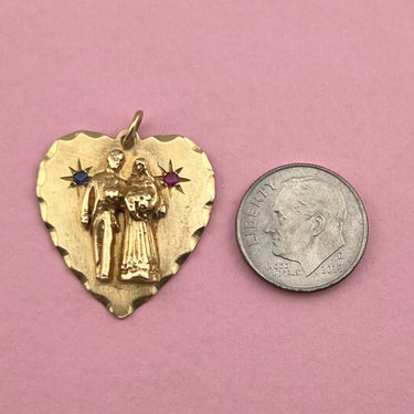 Bride and Groom Heart Engraved Pendant