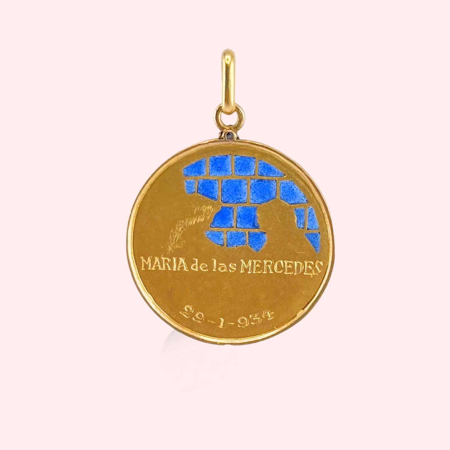 1934 Baptism Medallion with Plique-a-Jour Enamel