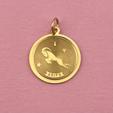 Aries Engine Turned Medallion with Stars