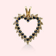 Large Double-Row Diamond and Topaz Heart Pendant