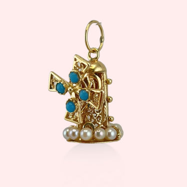 Turquoise and Pearl Windmill Charm