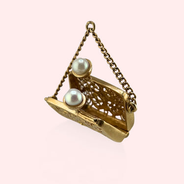 Hinged Purse Pendant with Pearls