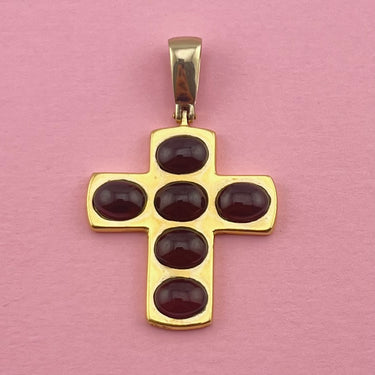 Large Garnet Cross Pendant