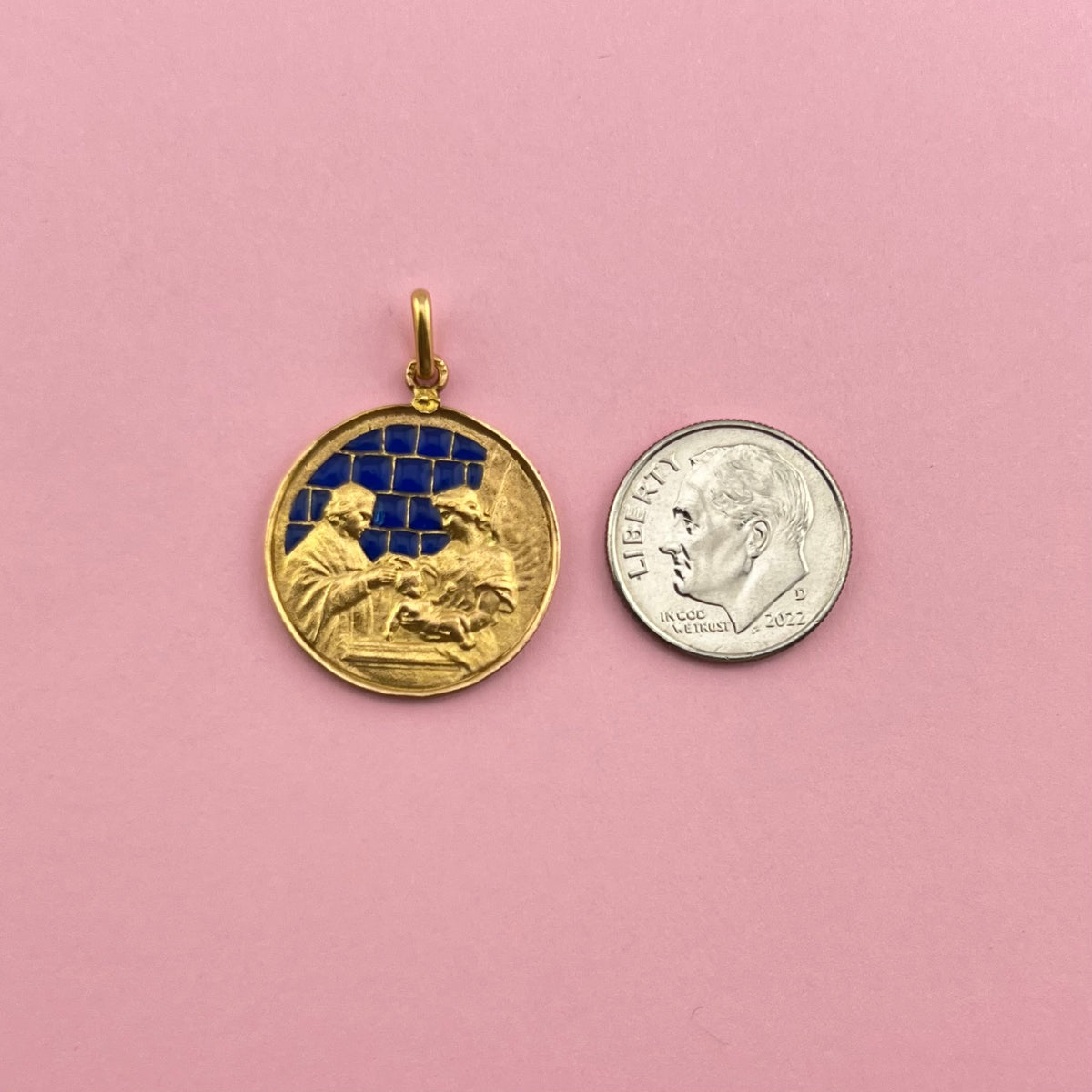 1934 Baptism Medallion with Plique-a-Jour Enamel