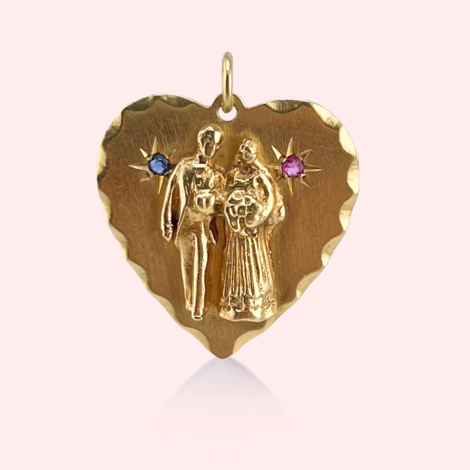 Bride and Groom Heart Engraved Pendant