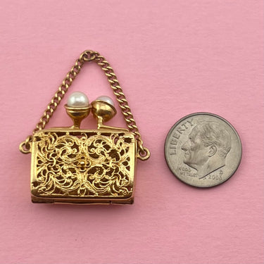 Hinged Purse Pendant with Pearls
