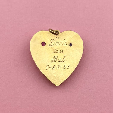 Bride and Groom Heart Engraved Pendant