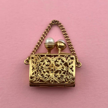 Hinged Purse Pendant with Pearls