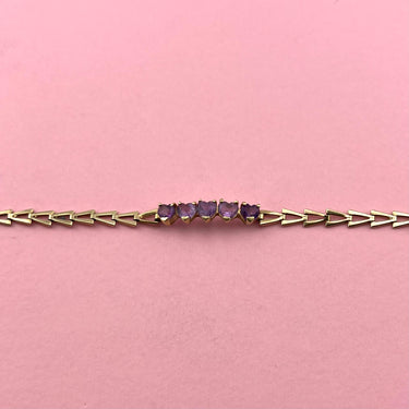 Amethyst Heart and Triangle Link Bracelet