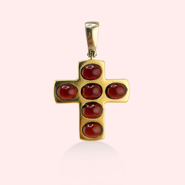 Large Garnet Cross Pendant