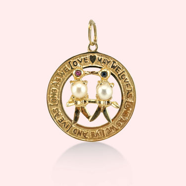 "May We Love and Long As We Live" Lovebirds Medallion