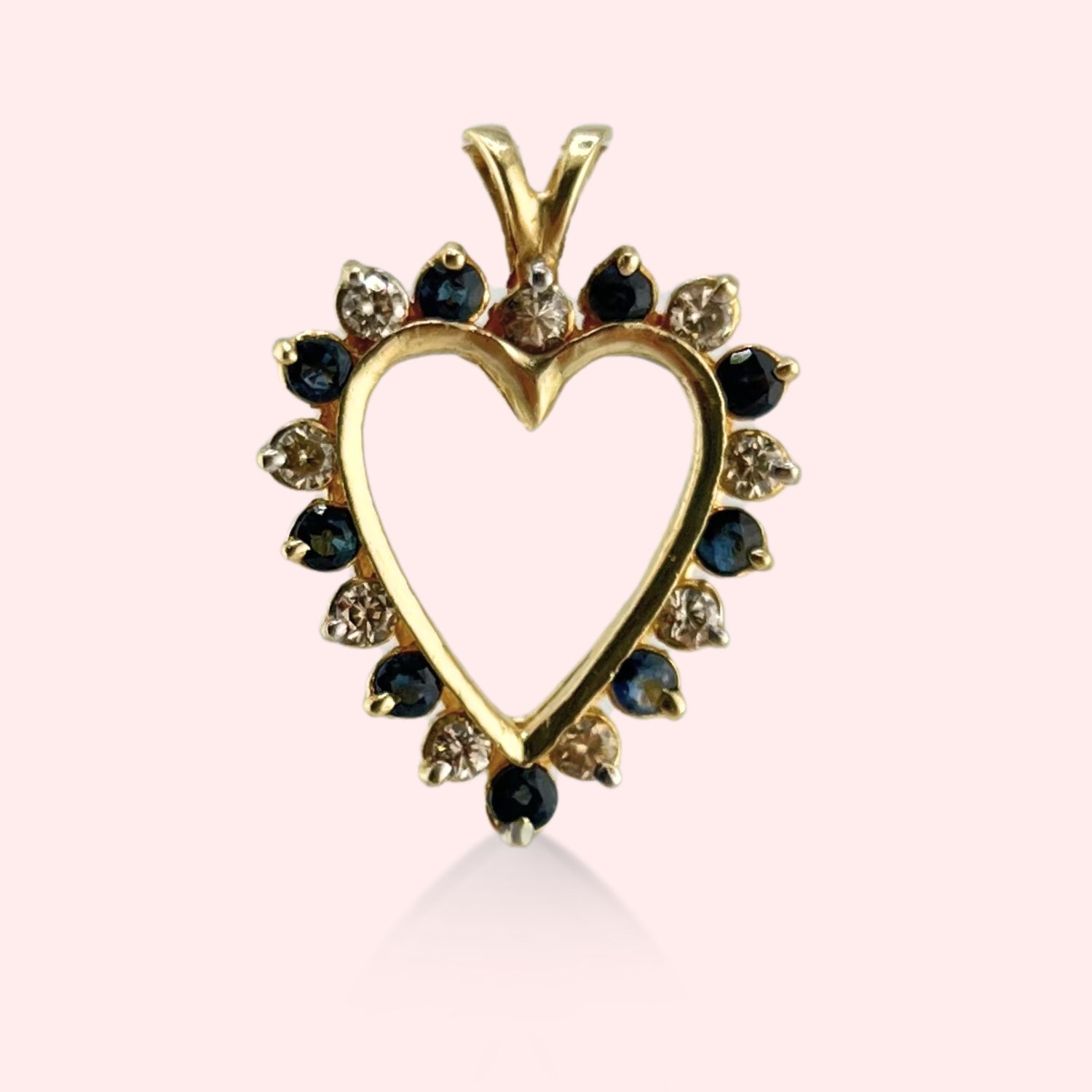 Large Classic Diamond and Topaz Heart Pendant