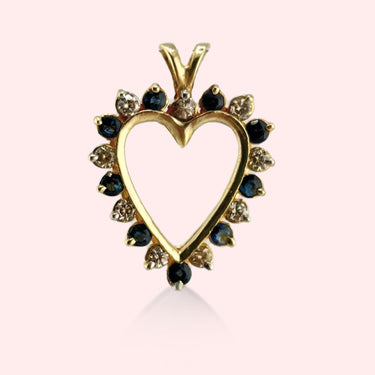 Large Classic Diamond and Topaz Heart Pendant