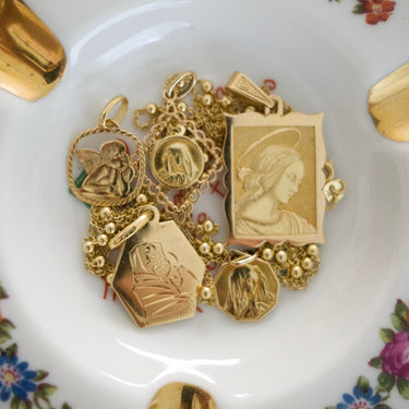 Hexagonal Mother Mary and Child Pendant