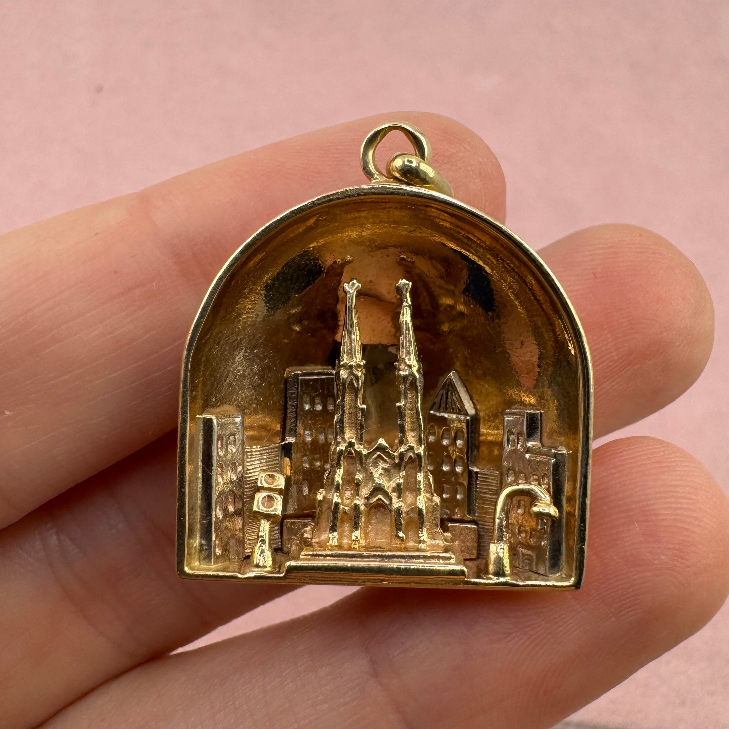 1954 NYC Skyline, St. Patrick's Cathedral Pendant