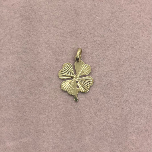 Engine-Turned Four Leaf Clover Charm