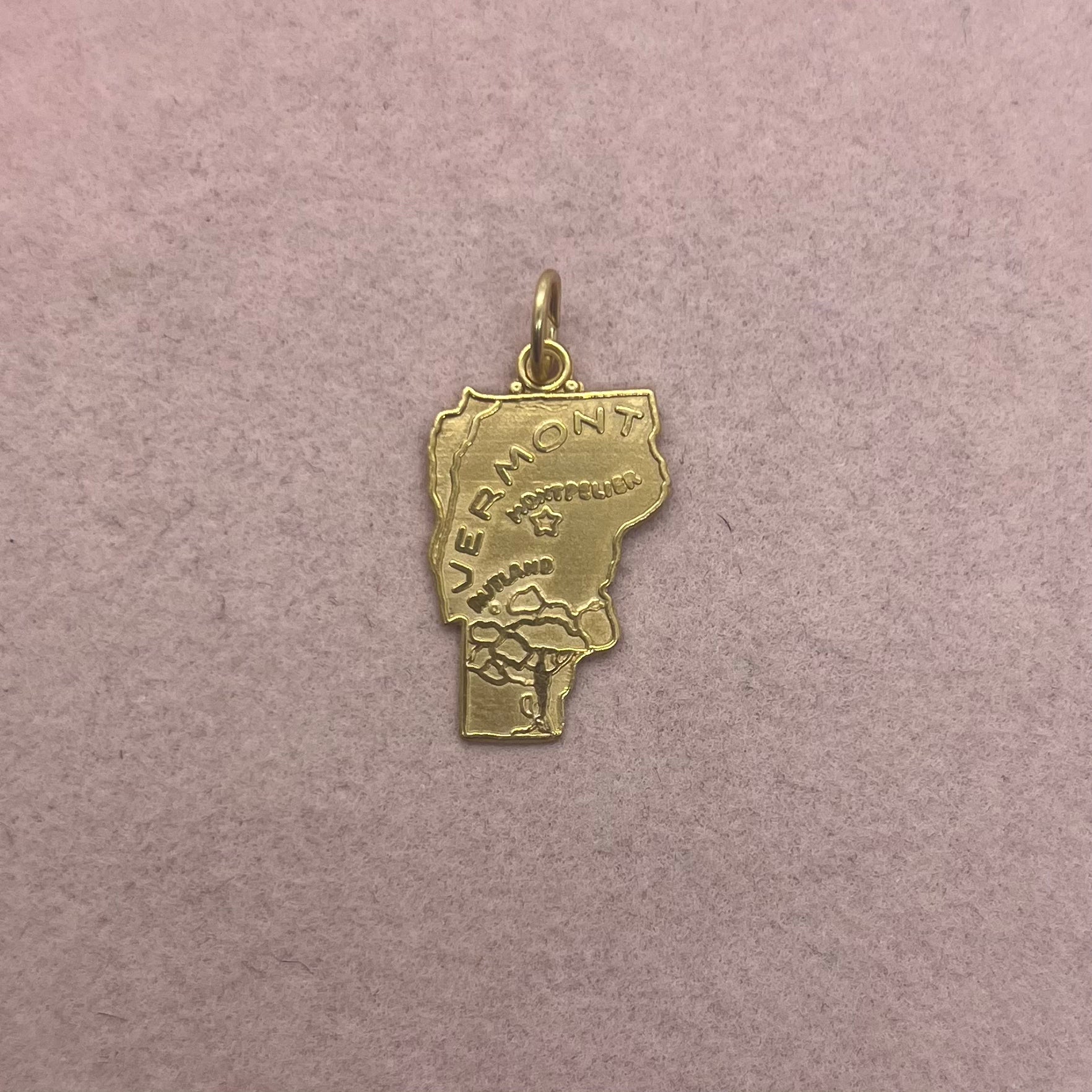 Vermont State Map Charm from 1972