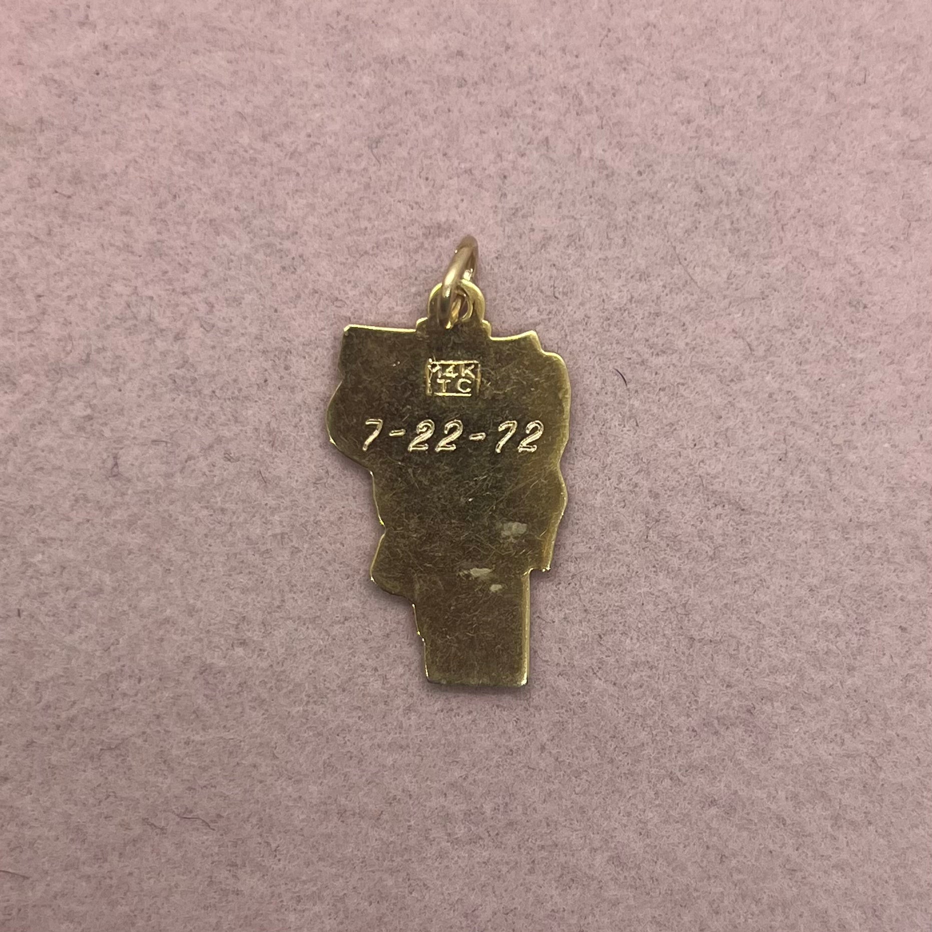 Vermont State Map Charm from 1972