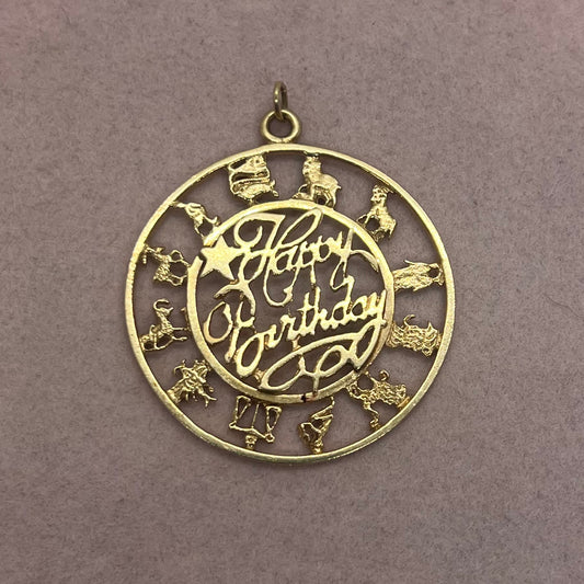 Happy Birthday Zodiac Wheel Medallion
