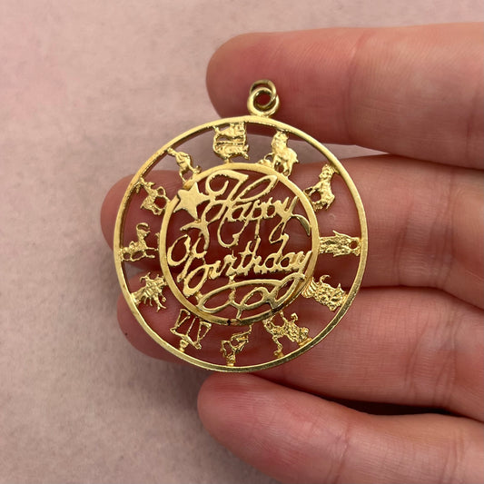 Happy Birthday Zodiac Wheel Medallion