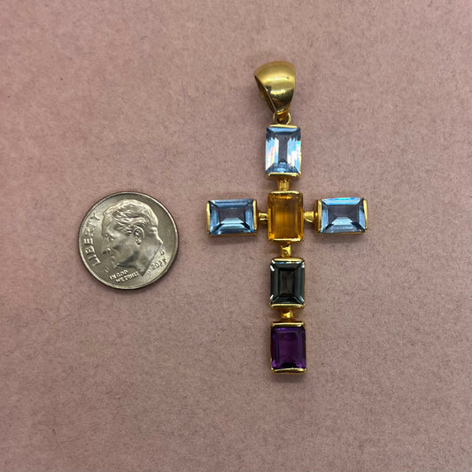 Large Gemstone Cross Pendant
