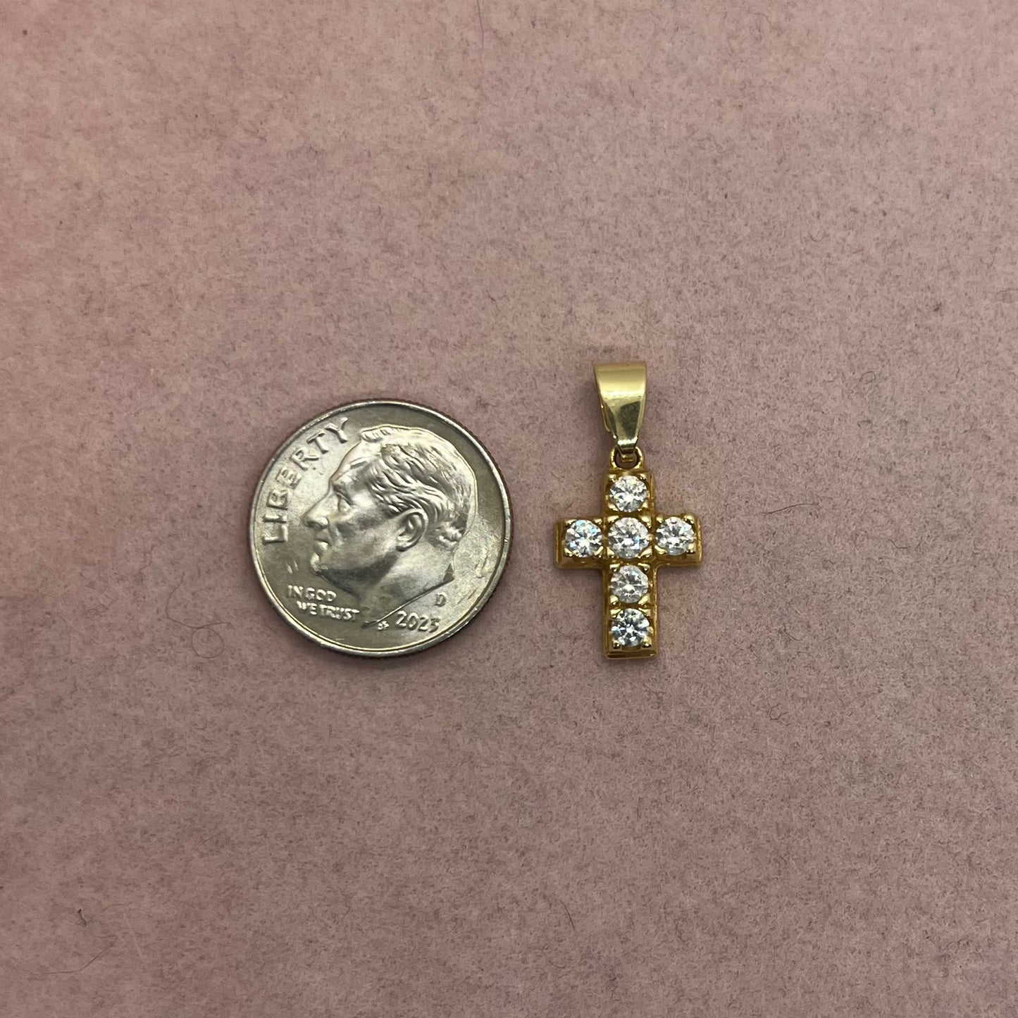 Small Cross Charm with Glass Stones