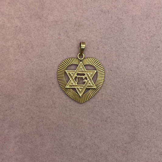 Star of David Heart Medallion With Engine-Turned Frame