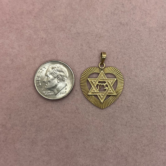 Star of David Heart Medallion With Engine-Turned Frame