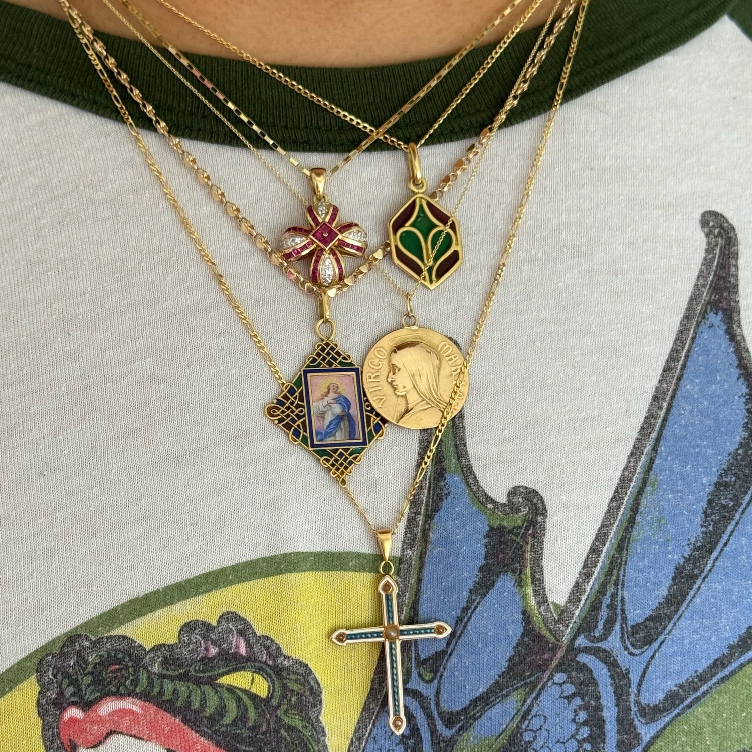 Blue Enamel Cross Charm