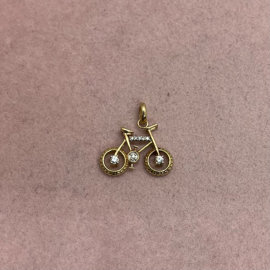Bike Pendant With White Sapphires