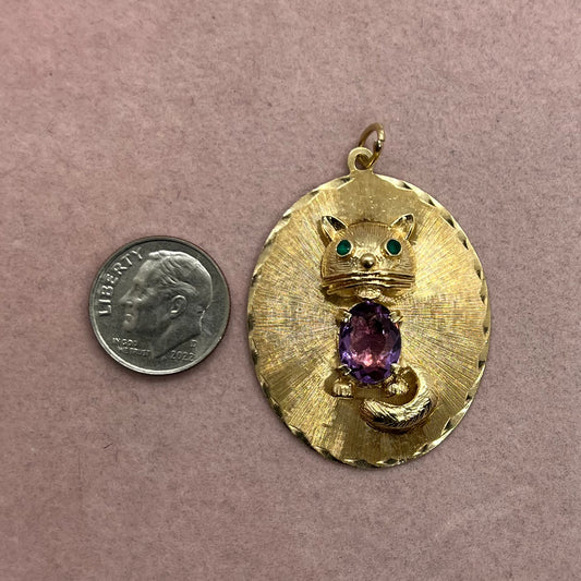 Oval Amethyst Cat Medallion