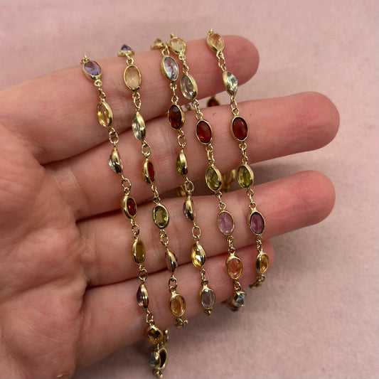 Rainbow Gemstone Station Necklace (36")