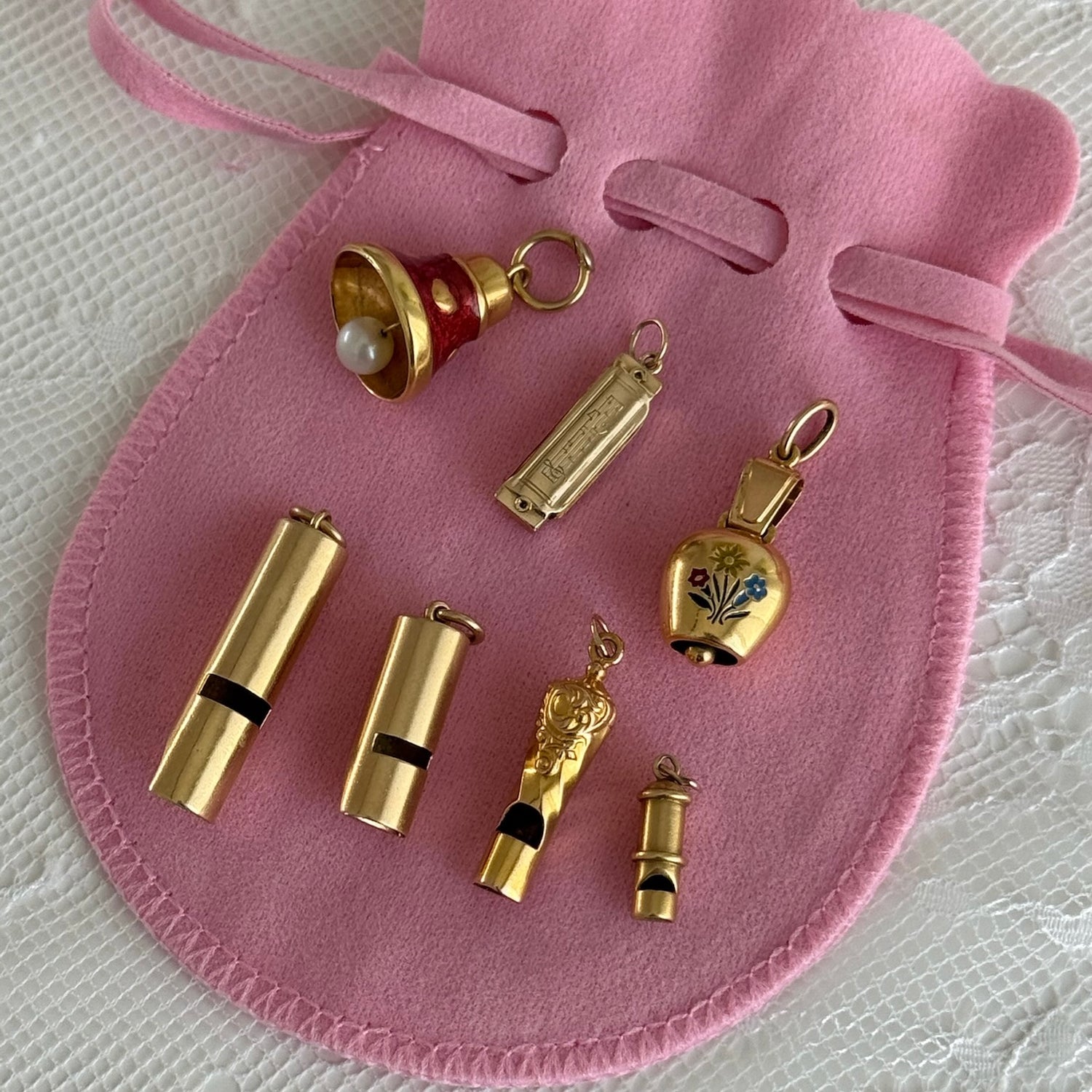 Floral Enamel Bell Charm