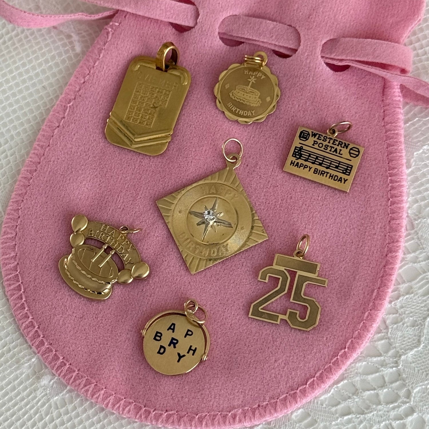 Enamel Western Postal Happy Birthday Charm