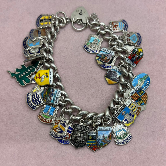 Silver Travel Charm Bracelet (Option 8-  England, Spain, Athens, Cascais, Mallorca, Seville etc.)