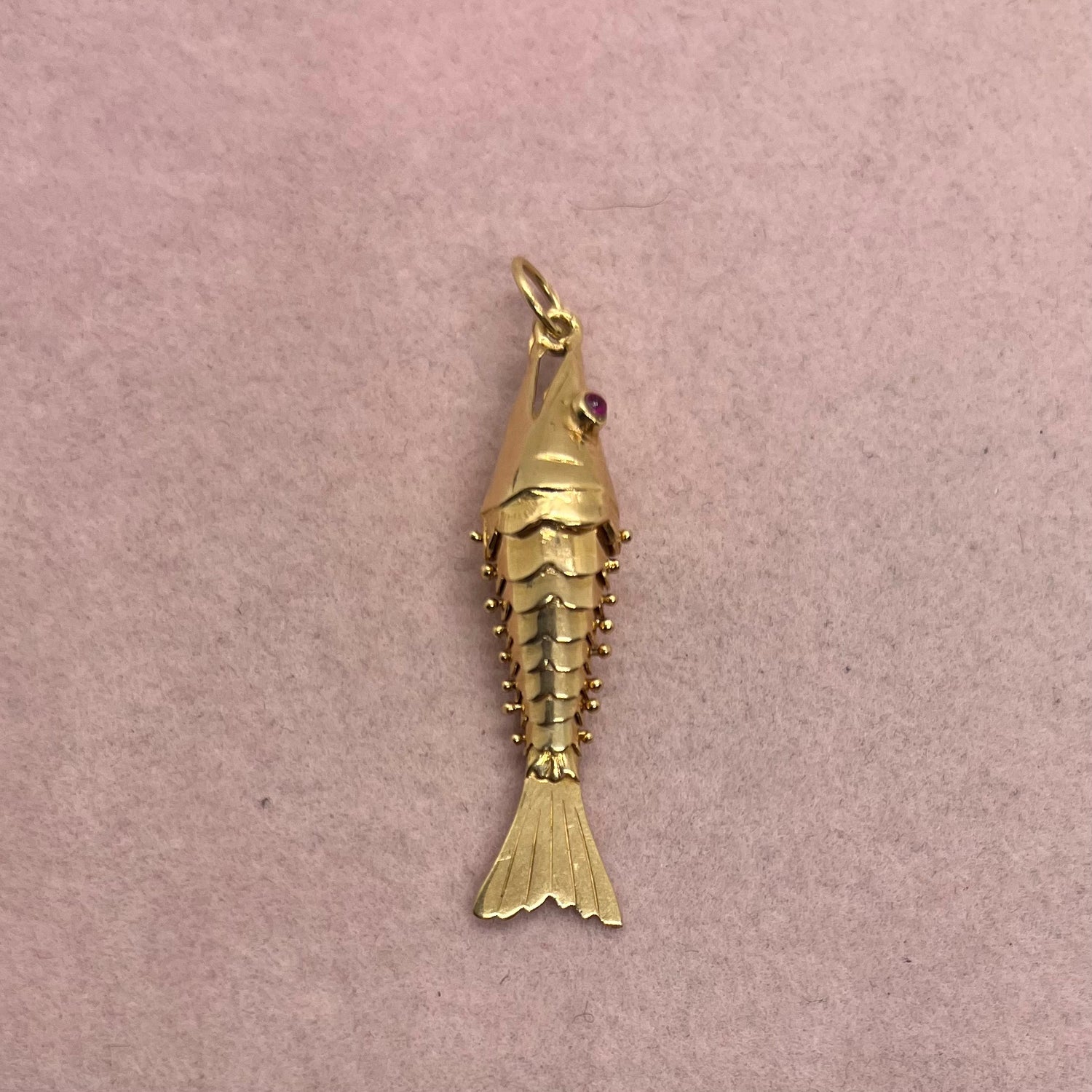 Gold articulated 2025 fish pendant