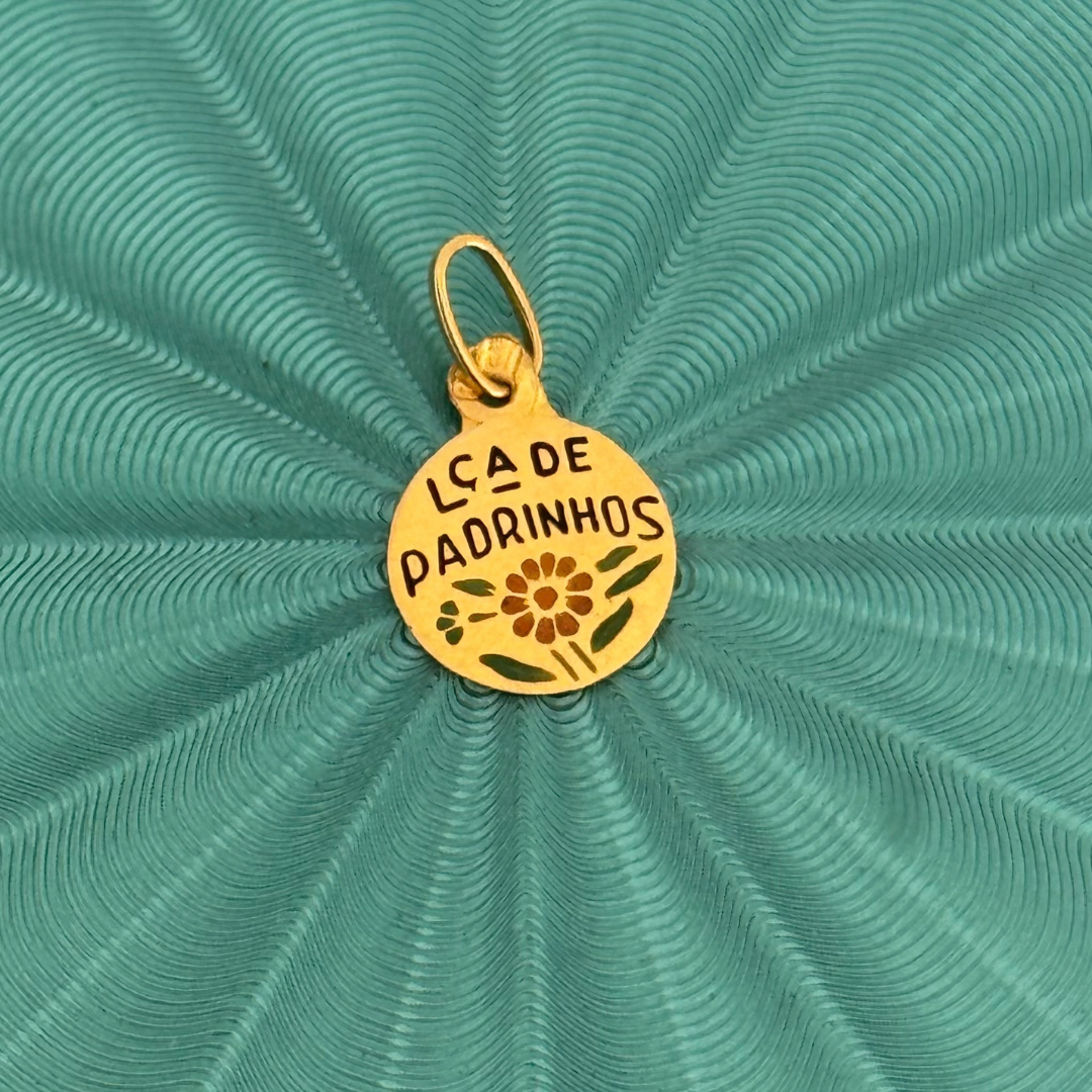 'Lembrança de Padrinhos' Portuguese Enamel Medallion