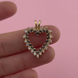 Large Double-Row Diamond and Topaz Heart Pendant