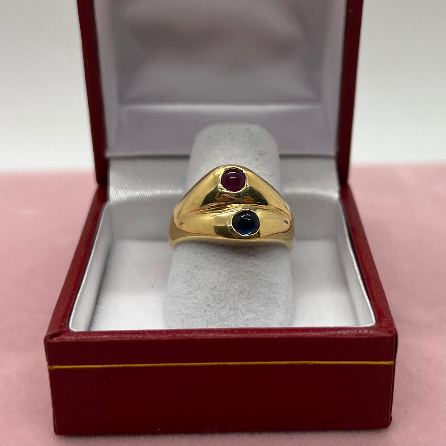 Ruby and Sapphire Cabochon Moi et Toi Ring