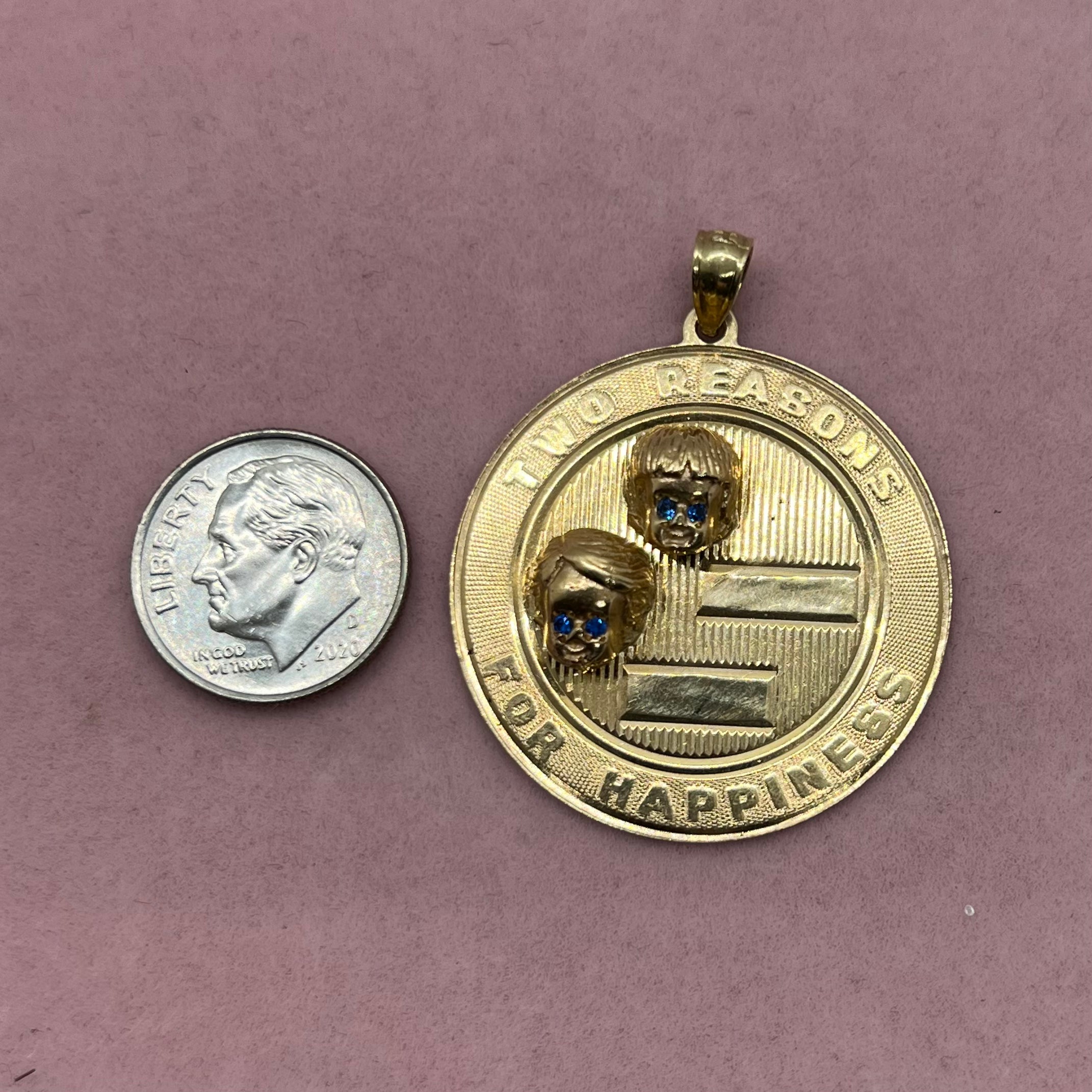 'Two Reasons For Happiness' Children Medallion
